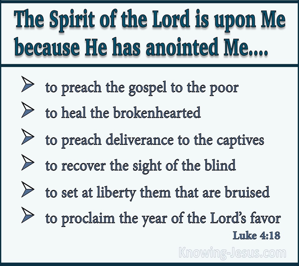 Luke 4:18 The Spirit Of The Lord Is Upon Me (aqua)